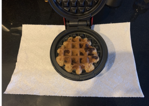 Cookie inside of a mini waffle maker 