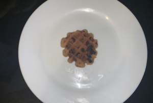 Cookie made in mini waffle maker on a plate